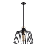 Domus Ashley Pendant Light Large Matt Black with Antique Brass