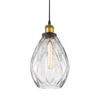 Domus Evelyn Ø190mm E27 Glass Pendant Light Clear & Antique Brass