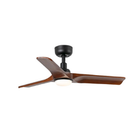 Faro Heywood 90cm Black Ceiling Fan with Dark Walnut Timber Blades and LED Light