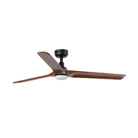 Faro Heywood 132cm DC Ceiling Fan with LED Light Black Walnut Timber Blades Remote Control