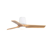 Faro Heywood Tub 90cm White Ceiling Fan with Pine Timber Blades and LED Light
