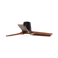Faro Heywood Tub 90cm Black Ceiling Fan with Dark Walnut Timber Blades and LED Light