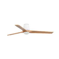 Faro Heywood Tub 132cm DC Ceiling Fan with LED Light White Pine Timber Blades Remote Control