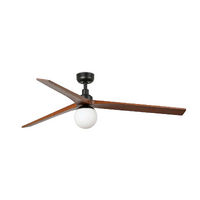 Faro Klim 150cm DC Ceiling Fan with Light Black Walnut Timber Blades Remote Control