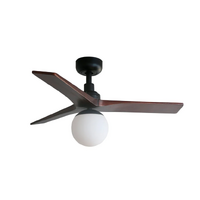 Faro Klim 92.5cm Black Ceiling Fan with Dark Walnut Timber Blades and Light
