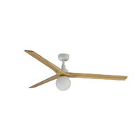 Faro Klim 150cm DC Ceiling Fan with Light White Pine Timber Blades Remote Control