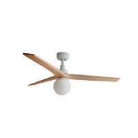 Faro Klim 125cm DC Ceiling Fan with Light White Pine Timber Blades Remote Control