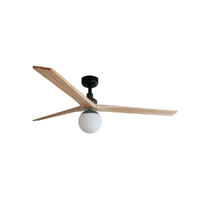 Faro Klim 150cm DC Ceiling Fan with Light Black Pine Timber Blades Remote Control
