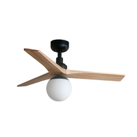 Faro Klim 92.5cm Black Ceiling Fan with Pine Timber Blades and Light