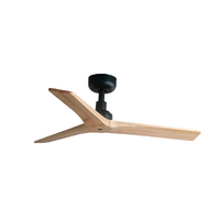 Faro Klim 92.5cm DC Ceiling Fan Black Pine Timber Blades Remote Control