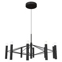 Calibo Aeris 800mm Black 10 Light 80W Tri Colour LED Fluted Cluster Pendant Light