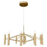 Calibo Aeris 800mm Gold 10 Light 80W Tri Colour LED Fluted Cluster Pendant Light