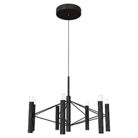 Calibo Aeris 600mm Black 7 Light 57W Tri Colour LED Fluted Cluster Pendant Light