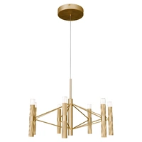 Calibo Aeris 600mm Gold 7 Light 57W Tri Colour LED Fluted Cluster Pendant Light