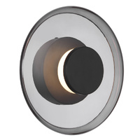 Telbix Amity 25cm 8W LED Wall Light Black with Smoke Glass