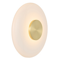 Telbix Amity 25cm 8W LED Wall Light Brass Matte with Opal Glass