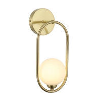 CLA ARO Round Opal Glass with Satin Gold Frame Wall Light