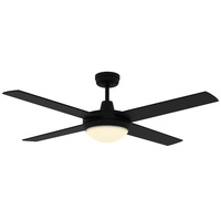 AeroDc Airborne Ascot Ceiling Fan 52" with Light BK