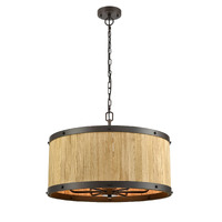 CLA Barrique Dark Wood Large Drum Pendant Light