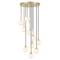 Telbix Bobo 10 Antique Gold and Opal Matt Ribbed Glass Cluster Pendant Light