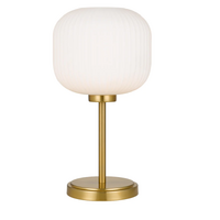 Telbix Bobo 1 Antique Gold and Opal Matt Ribbed Glass Table Lamp