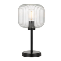 Telbix Bobo 1 Black and Clear Ribbed Glass Table Lamp