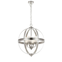 Telbix Bodum Nickel and Clear Glass 4 Light Pendant Light