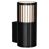 Calibo Bright Black 5W Tri Colour LED Ribbed Exterior Wall Light