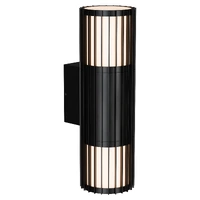 Calibo Bright Black 10W Tri Colour LED Ribbed Up Down Exterior Wall Light