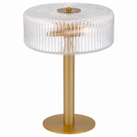 Telbix Brizo Touch Table Lamp Antique Brass with Clear Ribbed Glass