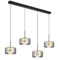 Telbix Cedro 4 Light 30W CCT LED Bar Pendant Black with Smoke Glass