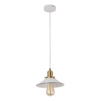 CLA Cerema Small White Coolie Pendant Light with Black and Antique Brass Highlight