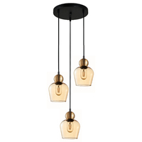 CLA Champan 3 Light Bronze Amber Glass Ellipse Pendant Light