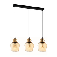 CLA Champan 3 Light Bronze Amber Glass Ellipse Bar Pendant Light