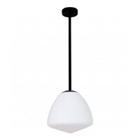 CLA Ciotola Medium Matte Black Tipped Dome Frosted Glass Pendant Light