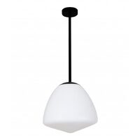 CLA Ciotola Large Matte Black Tipped Dome Frosted Glass Pendant Light