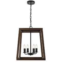 Telbix Dalton 4 Black and Walnut Timber Pendant Light