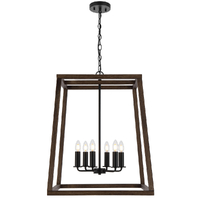 Telbix Dalton 6 Black and Walnut Timber Pendant Light