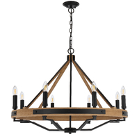 Telbix Darien 8 Ash Wood and Black Pendant Light