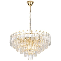 Telbix Doreza 60cm 10 Light Crystal Pendant Light Gold