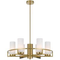 Telbix Eamon 6 Brass and Opal Matt Glass Pendant Light