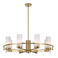 Telbix Eamon 8 Brass and Opal Matt Glass Pendant Light