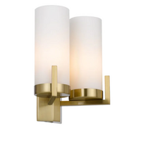 Telbix Eamon 2 Brass and Opal Matt Glass Wall Light