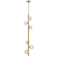 Telbix Elson 6 Light Pendant Antique Gold with Clear Prism Glass