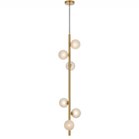 Telbix Elson 6 Light Pendant Antique Gold with Frost Tear Glass