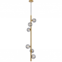 Telbix Elson 6 Light Pendant Antique Gold with Smoke Glass