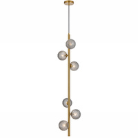 Telbix Elson 6 Light Pendant Antique Gold with Smoke Tear Glass