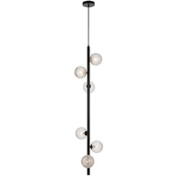Telbix Elson 6 Light Pendant Black with Clear Prism Glass