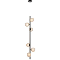 Telbix Elson 6 Light Pendant Black with Frost Tear Glass