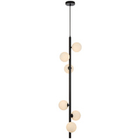 Telbix Elson 6 Light Pendant Black with Opal Matt Glass